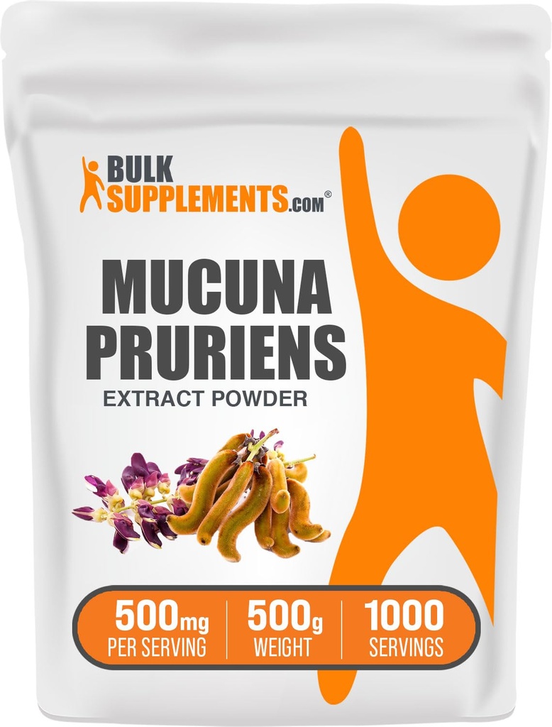 Bulk Assupports.com Mucuna Pruriens 抽取粉末 - Mucuna Pruriens 补充剂,草药补充剂 - Vegan & Gluten Free, 每人500毫克, 500g (1.1磅) (一包)