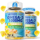 Vegan Omega-3 Gummys 1000mg + Turmeric - Omega 3 鱼类的成人油替代品 - Algae DHA 600mg & EPA 300mg,维生素A,C,E,锌和MSM,无糖,120Cts