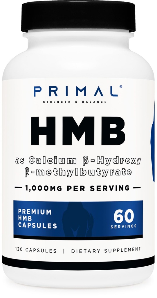 Primal HMB (1000mg, 120 Capsules) 运动员配方,无胶质,非GMO, 60名服役者