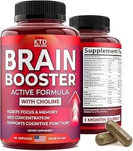 Nootropics Brain Supports Suppose - 在美国制造 - 天然脑促进剂 Suppose for Focus, memory, Clarity, 能量增强 - Bacopa Monnieri, Choline & DMAE, 60 Capsules