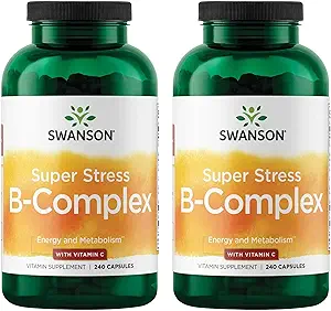 Swanson 超应力 B-Complex - 放松与健康代谢的维生素补充剂 - 健康能量水平公式 - (240 Capsules) (2 Pack)