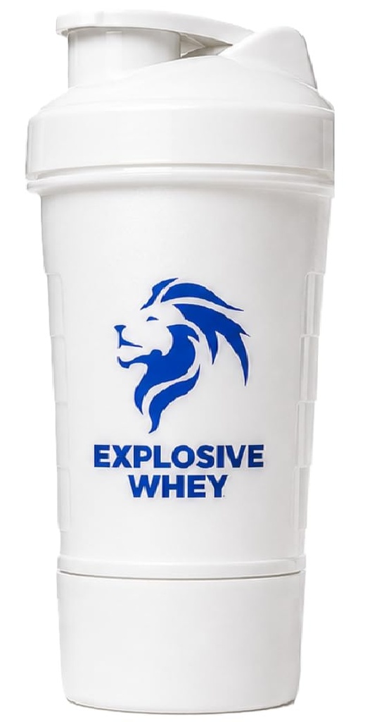 EXPLOSIVE WHEY Protein Shaker Bottle | Leak-Proof Gym & Fitness Shaker | BPA-Free Protein Mixing Shaker with Flip Cap and Extra Compartment | Ideal for Whey Protein, Pre-Workout & Smoothies - 600ml