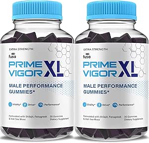 (2 Pack) Prime Vigor XL Gummys PrimeVigor XL Me Gummy 补充, Prime Vigor 最大强度高级 Shilajit 爱尔兰海 Moss Fenugreek Gummys for Men Energy & Virtuality Support (2个月供应)