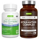 Astaxanthin Complex + Zinc Complex Vegan Bundle, 抗氧化剂支持皮肤, 头发和钉子, 作者 Igennus