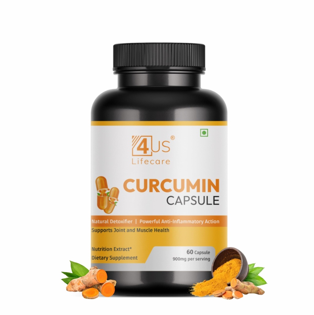 Curcumin With Black pepper, Turmeric it Helps Reduce Inflammation and Pain | Ultra Potent for Men & Women - 60 Veg Capsule