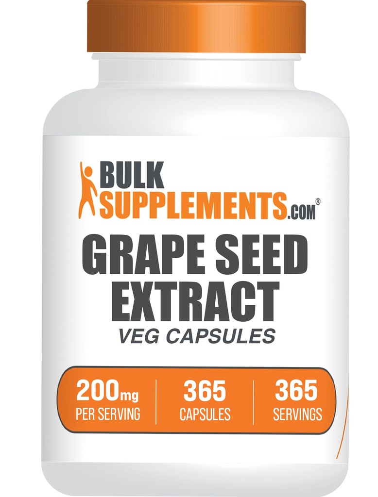 Bulk Assupports.com 葡萄种子提取卡普尔-抗氧化剂补充,葡萄种子提取200mg - Vegan & Gluten Free, 1 Capsule per service, 365 Veg Capsules (Pack of 1)