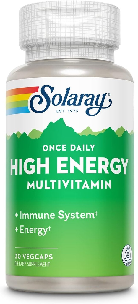 SOLARAY Once Daily High Energy Multivitamin for Wen and Menicle - 能源补充 - 免疫支持w/维生素C,A,D和E,维生素B复合体,追踪矿物,60日保障,30Servi,30 Veg Caps