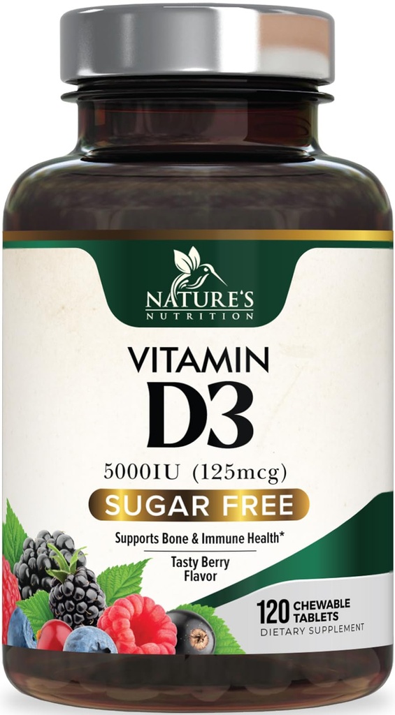 维生素D35000 IU(125 mcg) 自然超强维生素D补充剂 用于免疫辅助健康 - 骨,齿和肌肉补充剂 - 无糖,非GMO,Gluten Free - 120 计数片