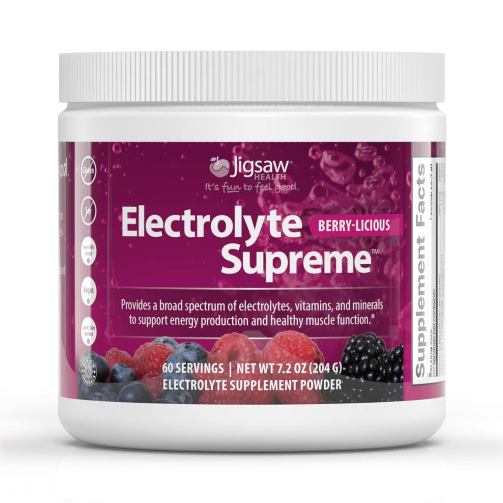 Jigsaw Health Electrolyte 最高电解质 电解质 + Trace Minerals → Berry-Licivor → 60 services (Jar) 电解质 + Trace Minerals → Berry-Licivor → 60 services (Jar)