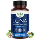 Nested Naturals Luna Sleep Supplement, Melatonin Free, Non-Habit 形成草药睡眠补编,成人床位支持,帮助睡眠 w/Chamomile, Valerian, L-Theanine, 60 Vegan Capsules