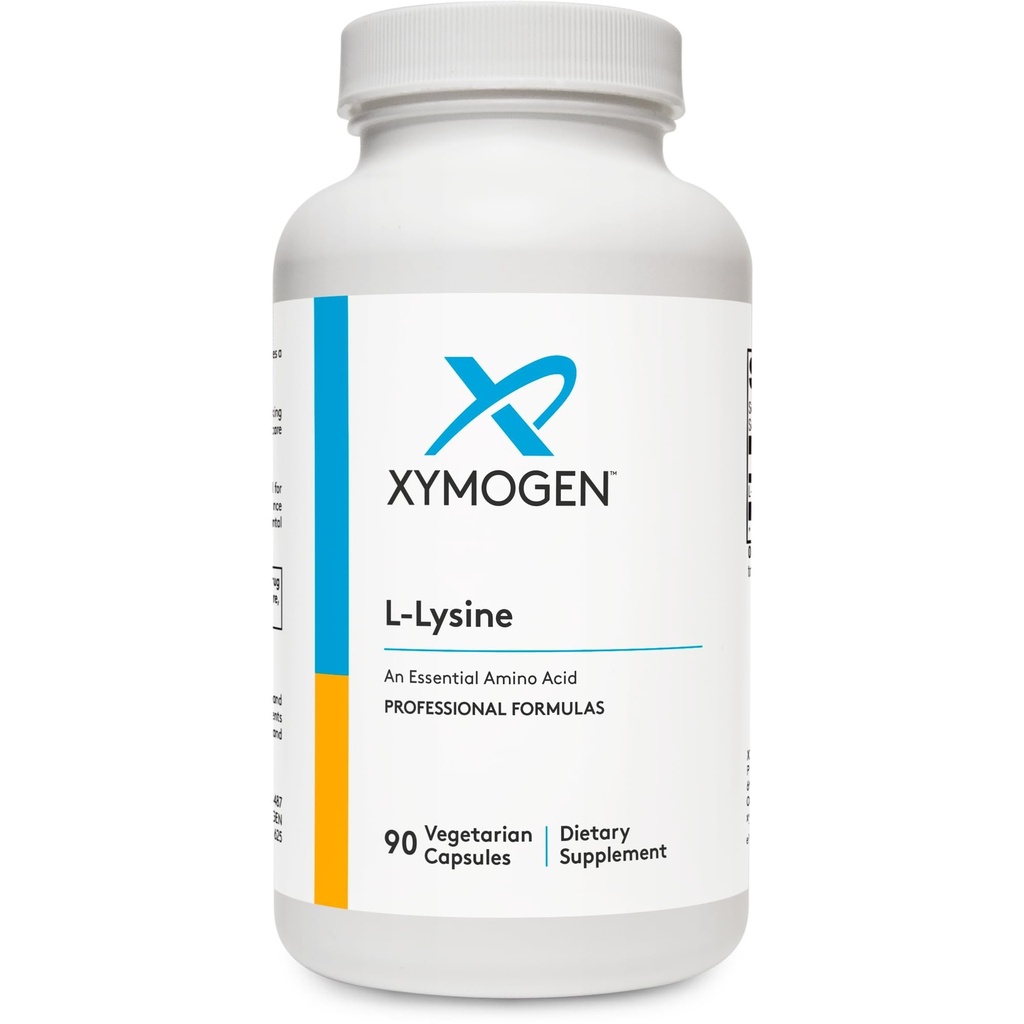 XYMOGEN L-Lysine 1000mg Capsules - 氨基酸补充剂,用于支持烯烃合成,为Arginine的高摄入量提供平衡(90 Capsules)