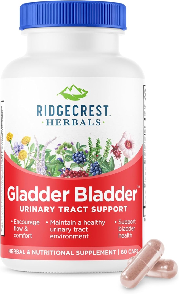 RidgeCrest Herbals Gladder Bladder, Urinary Tract 健康补充书. 含有维生素B6,镁,钾与Cranberry和Hibiscus提取物. 帮助支持健康肾(60 Veg Caps, 30 Servi)