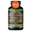 甘油营养 Alpha GPC + Ginkgo Biloba + Panax Ginseng + L- Tyrosine, L- Theanine, Bocopa Monnieri, Rhodiola Rosea, B12, MCT