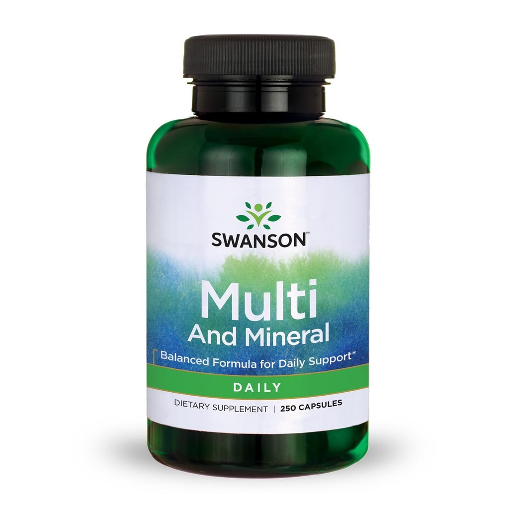 Swanson 多矿物日报 男子妇女多维特敏多矿健康补编 250 Capsules(Caps)