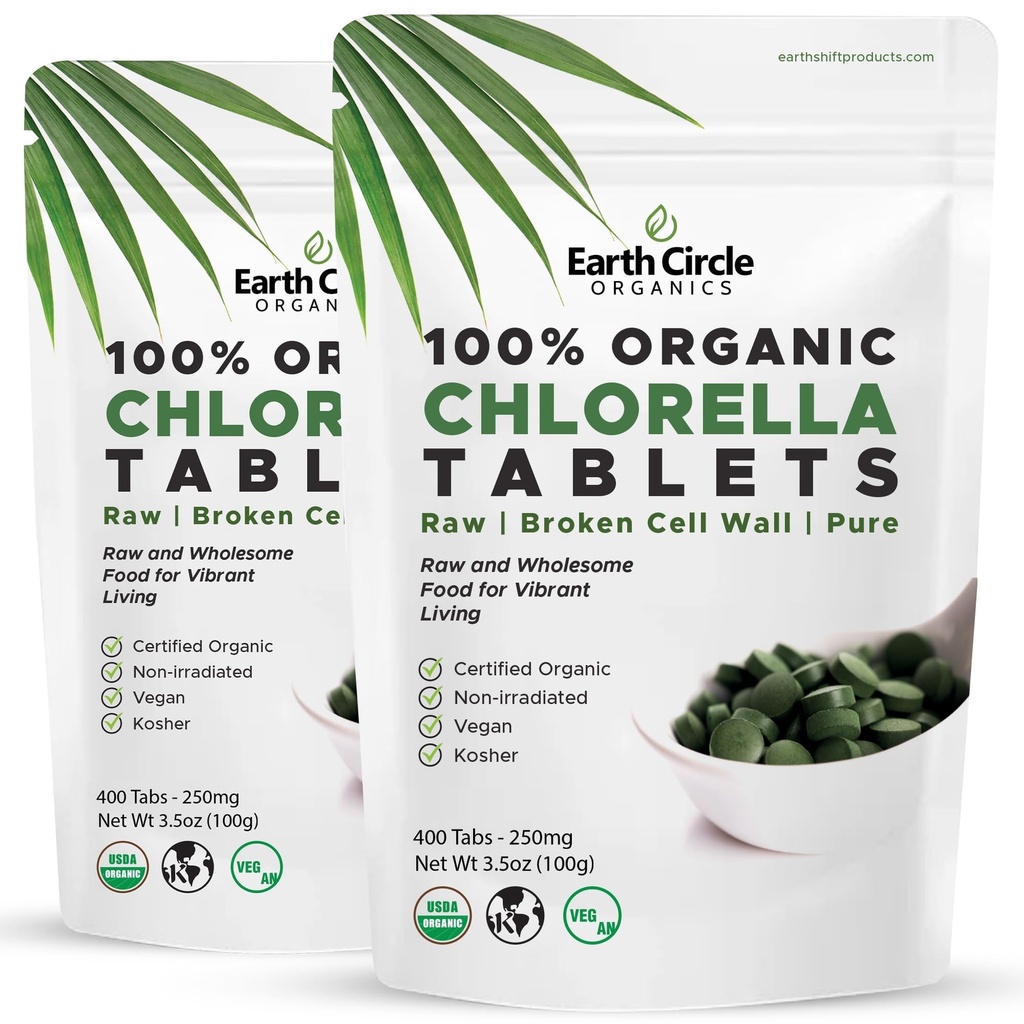 100%纯绿色藻类的氯脂药丸 破碎细胞壁,用于最大吸收 β、Kosher、N-GMO 每天4个标签 (2-Pack)