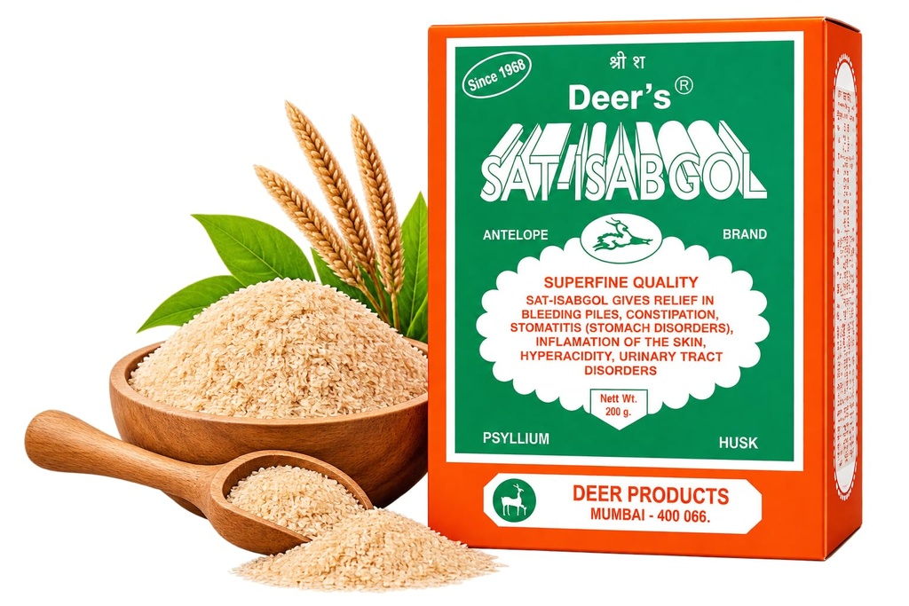Deer Products Sat Isabgol Psyllium Husk, Green, 200 g