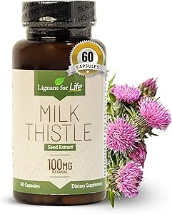 Lignans for Life Milk Thetle 种子提取物 对狗的草药补充品,100mg - 60 植物卡普尔,犬肝健康