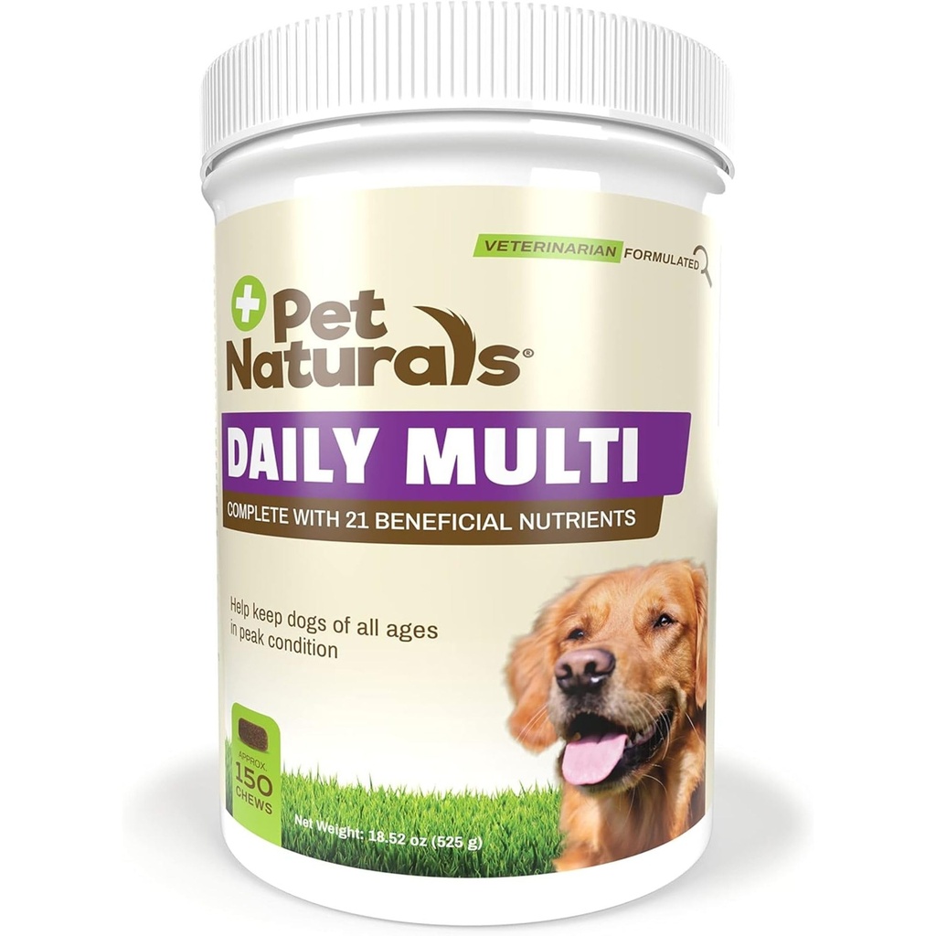 Pet Naturals Daily Multivitamin for Dogs – 21 Essential Nutrients, Fatty Acids & Antioxidants for Complete Health, Supports Energy, Digestion, Skin & Coat | Veggie Flavor Soft Chews, 150 Count