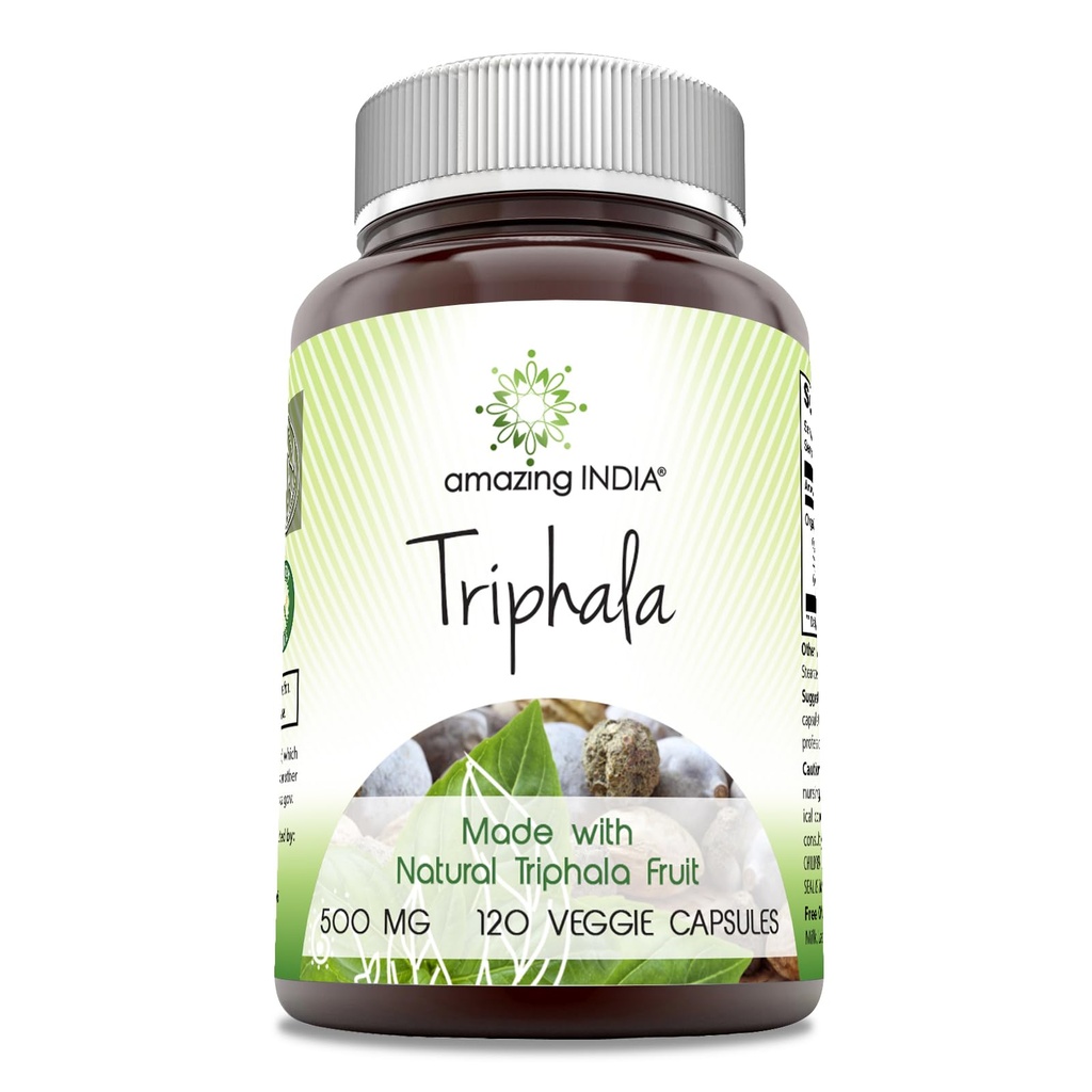 (原始内容存档于2018-03-21) (英语). Asian India Natural Triphala Supplement | 500 mg per service | 120 Veggie Capsules | 非GMO | Gluten-free | | |  USA  USA  USA