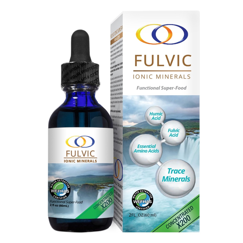 最佳有机水提取富尔维奇离子矿物 X200 - 专利生物活性富尔维奇酸、胡米酸、痕量矿物、电解质和基本氨基酸 - 5+月供应
