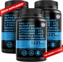 12 in-1 Nootropic Brain Supplement Anhydrous: Ginkgo Biloba for Brain Support, Memory and Focus - B12, Alpha GPC, L Theanine 和 Choline 配有生素无咖啡酸1321mg(180ct)的辅料.