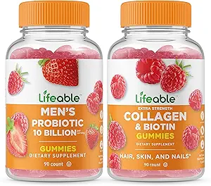 活生生的男性 10亿 + Collagen & Biotin, Gummys Bundle - Great Tasting, Vitamin Supplement, Gluten Free, GMO Free, Chewwable Gummy (英语:Gluten Free, Gluten Free, GMO Free, Chewowable Gummy) (英语).