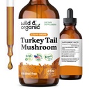 野生和有机土耳其 Tail Mushroom Tincure - 与土耳其的 Immune Supports Teil 提取 - 液态蘑菇补充剂 Gut Support - Vegan,糖和无酒精 - 4 fl oz