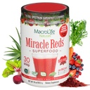MacroLife Naturals Miracle Reds Superfood Powder 19 Blended Fruit & Berry Polyphenols Enzymes Probiotics & Antioxidants Supplement - Raw Non-GMO & Vegan Whole Food Vitamins - 30 Servings