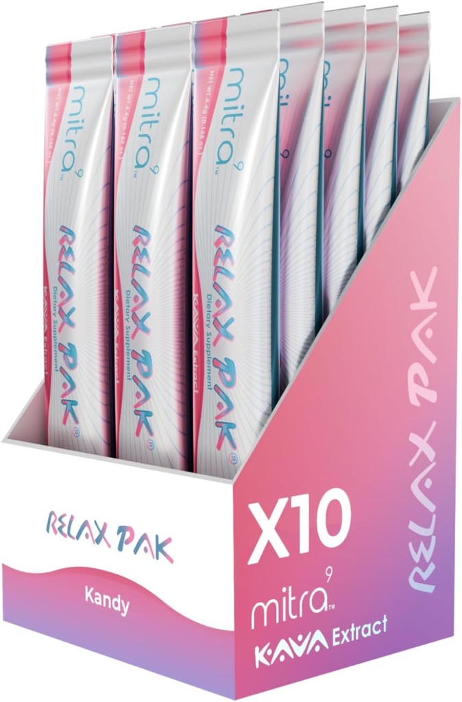 Mitra9 卡瓦粉 放松Pak - Kandy Kava 提取 Powder Packets → Mood 增强器 → 基于植物 → 促进自然的平静和明亮 → 简单开放的单一服务棒 (10)