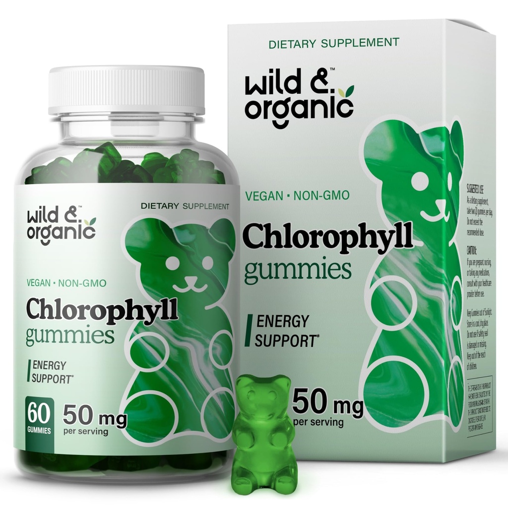 野生和有机氯phy50mg -- -- 防毒清洁补充剂w/钠 氯phy-内除臭剂w/Chlorophyll粉 - Vegan,非GMO -- -- 60 草药