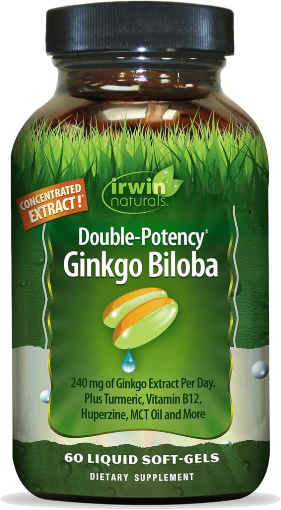 Irwin Naturals Double-Potency Ginkgo Biloba - 60 Softgels - 增强记忆力,精神焦点和能量