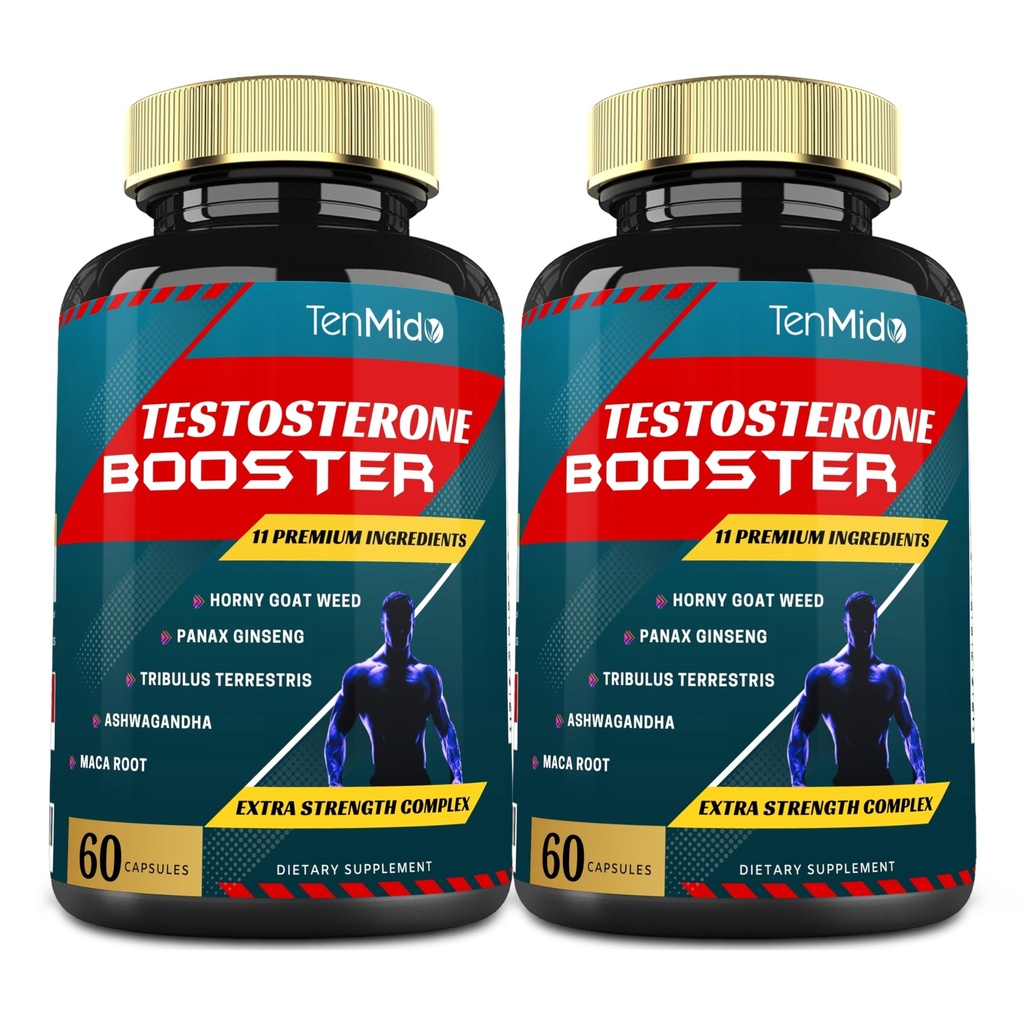 2包60caps Testosterone Supplements for Men, 等效于 10000mg - 自然 stamina, 耐力和强力补充 - 肌肉建筑增长, 提高性能, 能源