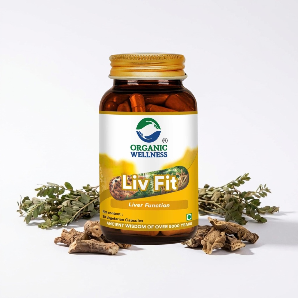 ORGANIC WELLNESS Natural Liv Fit Supplement Liver Detox Ayurvedic Medicine for Purify Liver Cells & Helps With Fatty Liver (90 N Veg Capsules)