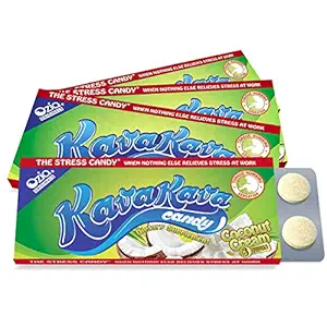Kava Kava糖果 - 8 Kava Candies Per Pack, Kava 抽取压力救济补充品,天然 Kava 根冷快乐药丸,鼓励正模 - 椰子Cream Flavor, 4 Packs