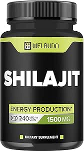 1500mg Shilajit Capsules 摘录 5:1 - 免疫系统,能源生产,脑健康与总体健康支持 - 240 capsules