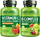 NATURELO 维生素C C Capsules,90 维生素B Complex 120 计数