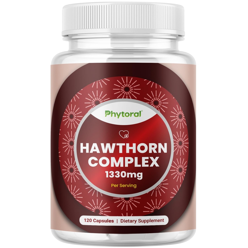 Hawthorn Berry Capsules - 纯抗氧化剂 Hawthorn Berry 配有 Leaf & Flower 摘录 4:1 心脏健康与文摘 - 男女能源支持 - 120 计数包