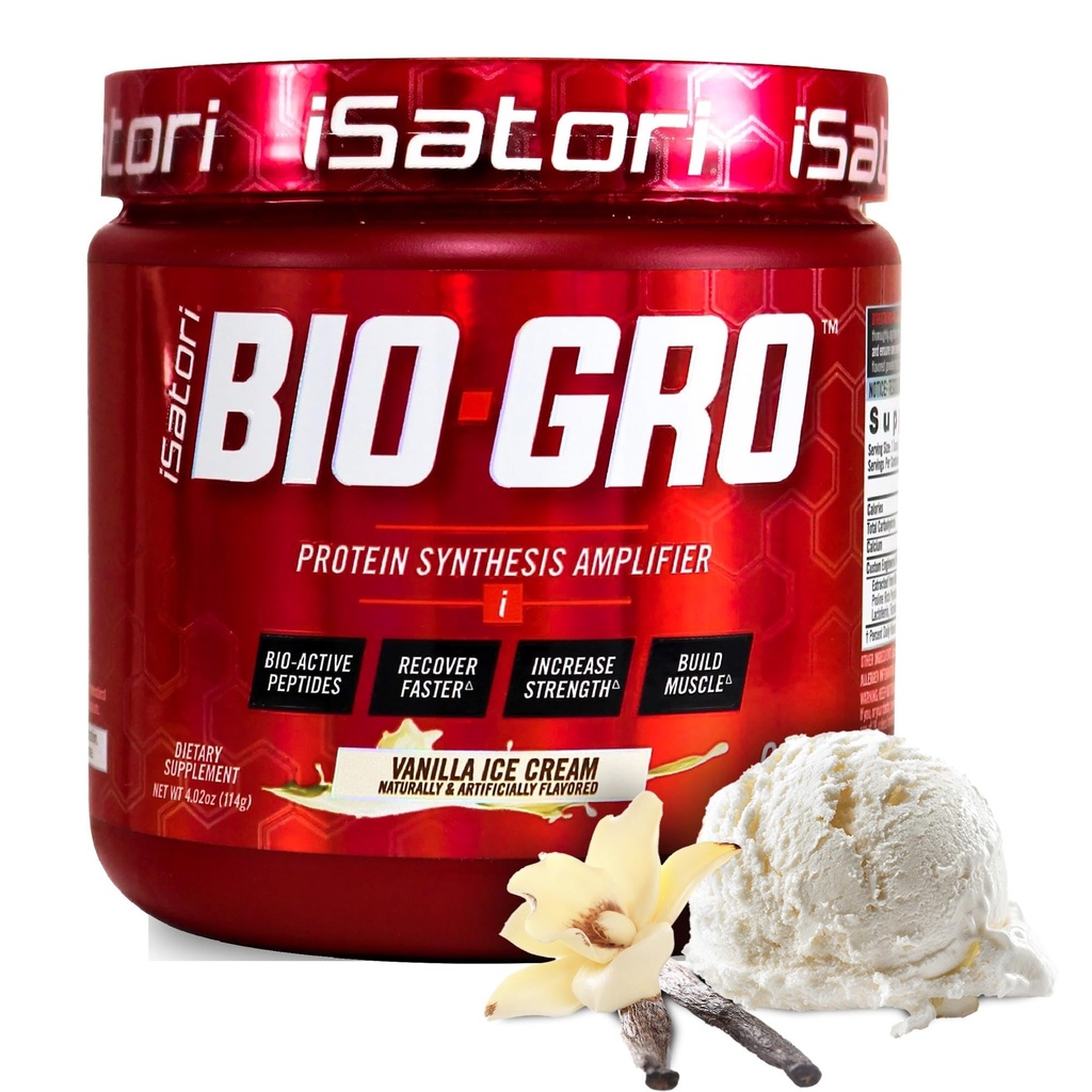iSatori BIO-GRO 蛋白质合成放大剂,用于肌肉恢复和生长,增强兴奋剂自由 前工前加Colostrum,配有生物活性Peptides-Vanilla Ice Cream(60种服务)
