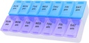 7日周刊 AMP PM Pill 组织者,ShysTech 大药丸 配药盒 配药盒 (Purple/Blue)