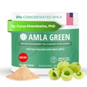 Amla Powder & Decaf Green Tea Superfood Supplement, 20x Ultracented Amla, 抗氧化剂支持,与Oolong Tea 和印度鹅浆,有机, Vegan, 无咖啡因, 30种服务