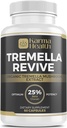 Tremella Mushroom Powder Capsules - Compressed White Snow Fungus Mushroom Powder Supplement - 25% Beta Glucan Content, Vegan & GMO Free. Snow Fungus Organic Supplement