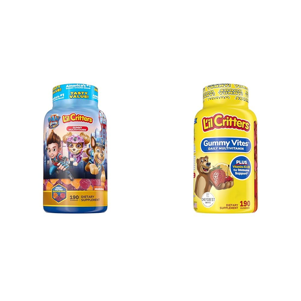 L'il Critters Paw Patrol & Gummy Vites Kids Multivitamin Gummies, 190 Count Cherry, Strawberry, Orange, Pineapple and Blueberry Flavors