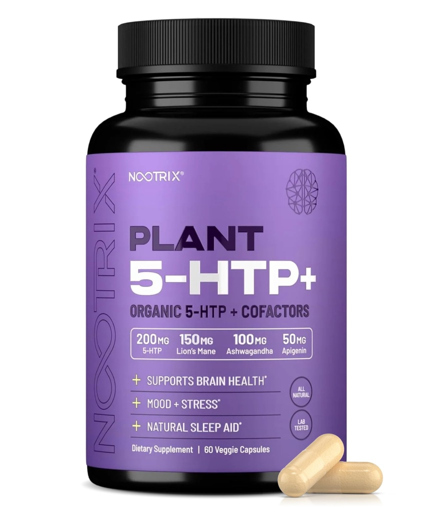 诺特里克斯有机工厂5 HTP+ 补充 QQ 支持记忆,精神焦点,认知健康与能源 QQ 促进健康的Mood和大脑功能 QQ 维生素 B6 & L Theanine QQ60 Capsules