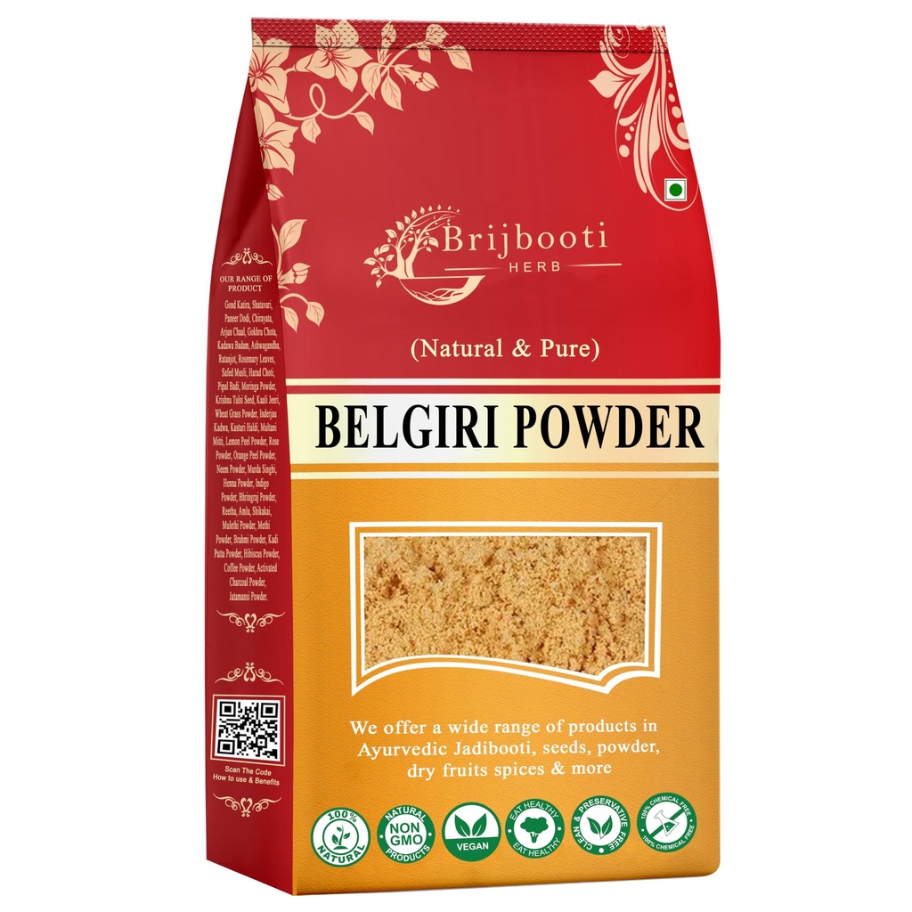 BrijBooti Bel Giri Powder Bealgiri -(400 Gr) | Dry Wood Apple For Digestive Health | Bael Fruit Powder For Immune Support - Bel Phal Aegle Marmelos.