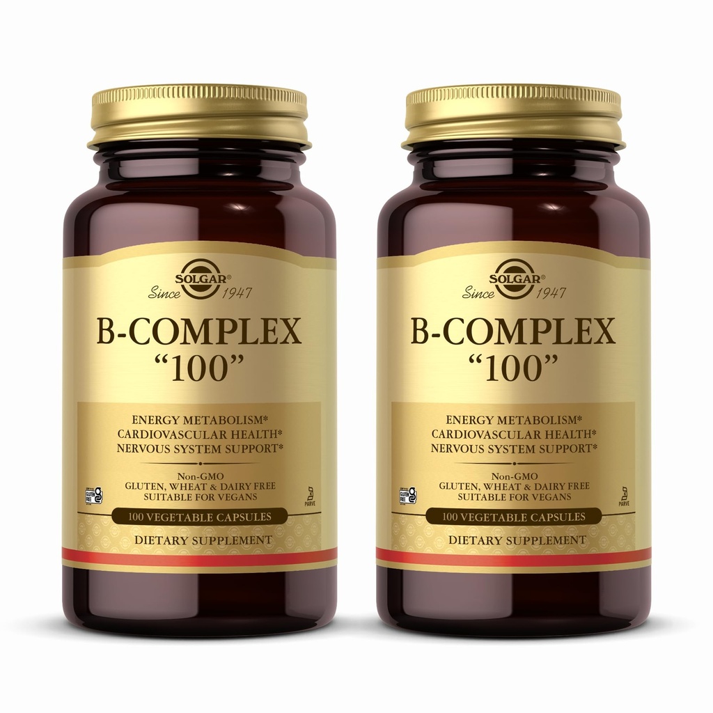 Solgar B-Complex 100" - 100 蔬菜罐头,包2 - 能源代谢,神经系统支持 - 非GMO,Vegan,Gluten Free - 200 总服务