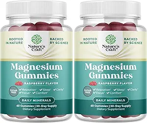 成人无糖镁(Gummys) - Vegan Chewable Magnesium Citrate Gummys 含180mg元素 - 放松Gummy 非GMO Halal和Gluten Free Berry Flavor(2个月)