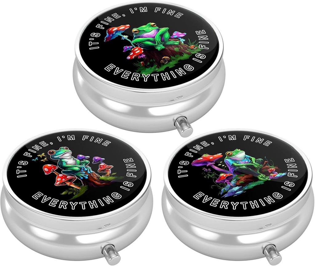 3 Pack Pill Box, Purse & Pocket小药箱,Cute Travel Medicine 组织者,可携带药品容器持有者持有维生素,药剂,鱼油和补充品,Cute Frog