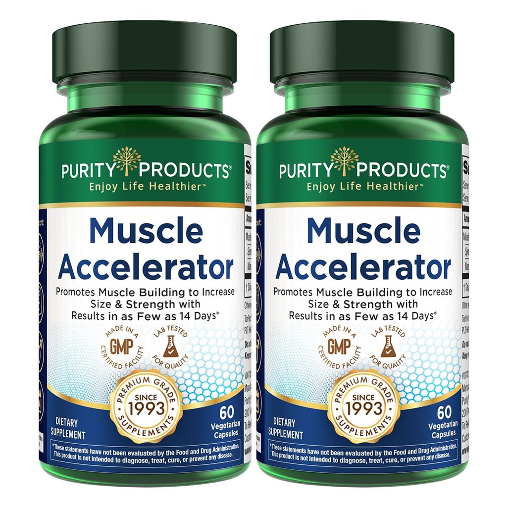 纯度产品 肌肉加速器 650 mg 专利和临床测试 肌肉加速器 混合 Ayurvedic 草药提取物 增强强度、耐力 + 肌肉生长 - 60 Veg Caps (2)