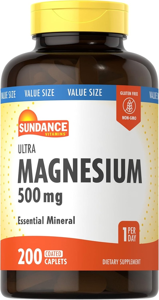 Sundance Magnesium Supplement | 500mg | 200 Count | 蔬菜,Non-GMO 和 Gluten 自由 |  Mag 氧化镁