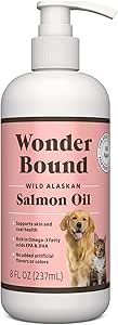 Brand - Wonder Bonder 野生阿拉斯加沙门油 - 皮肤和煤炭支持,Omega 3 狗和猫的补编,8 fl oz